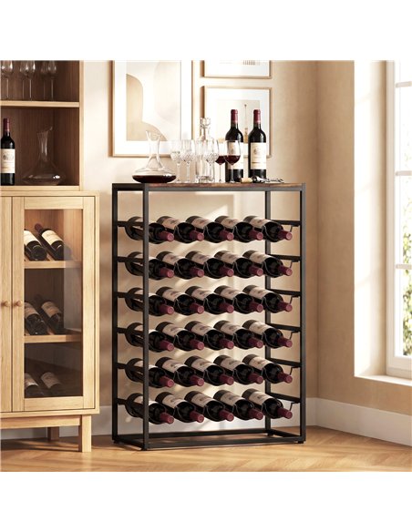 HOMCOM 30 Bottles Wine Rack, 6 Tier Free Standing Wine Storage Holder with Wood Effect Tabletop, Rustic Brown - pic 199760 | FastDaddyshop