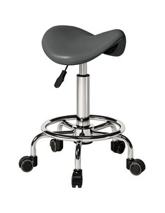HOMCOM Salon Saddle Stool, Rolling Saddle Chair for Massage, Spa, Clinic, Beauty, Hairdressing and Tattoo, Grey