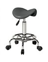 HOMCOM Salon Saddle Stool, Rolling Saddle Chair for Massage, Spa, Clinic, Beauty, Hairdressing and Tattoo, Grey