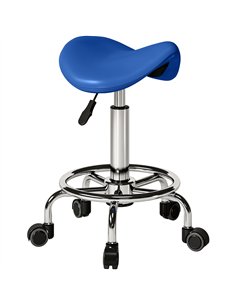 HOMCOM Salon Saddle Stool, Rolling Saddle Chair for Massage, Spa, Clinic, Beauty, Hairdressing and Tattoo, Blue