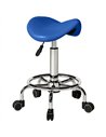 HOMCOM Salon Saddle Stool, Rolling Saddle Chair for Massage, Spa, Clinic, Beauty, Hairdressing and Tattoo, Blue