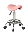 HOMCOM Salon Saddle Stool, Rolling Saddle Chair for Massage, Spa, Clinic, Beauty, Hairdressing and Tattoo, Pink