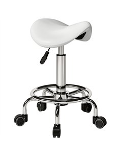 HOMCOM Salon Saddle Stool, Rolling Saddle Chair for Massage, Spa, Clinic, Beauty, Hairdressing and Tattoo, White