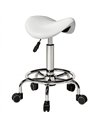 HOMCOM Salon Saddle Stool, Rolling Saddle Chair for Massage, Spa, Clinic, Beauty, Hairdressing and Tattoo, White
