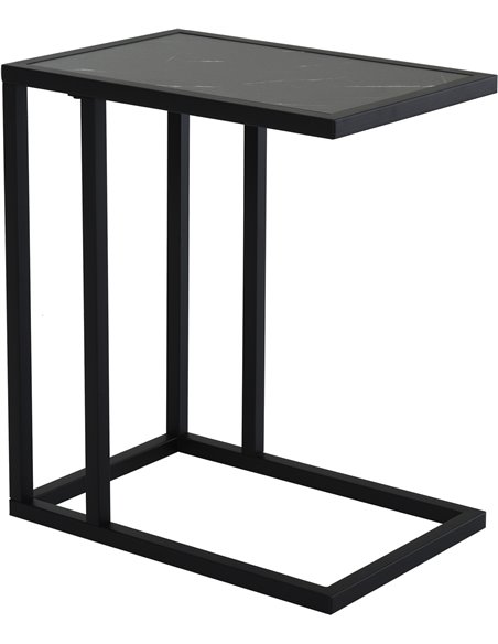 HOMCOM C Shape Side Table Marble-Effect Top with Metal Frame, Black - pic 19979 | FastDaddyshop