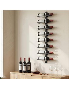 HOMCOM Wall Mounted Wine Rack, 8 Tier Metal Wine Display Rack, Storage Holder for Kitchen, Black 2