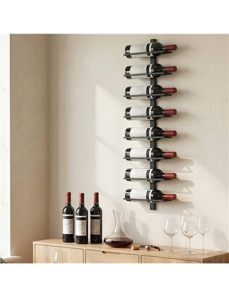 HOMCOM Wall Mounted Wine Rack, 8 Tier Metal Wine Display Rack, Storage Holder for Kitchen, Black - pic 199799 | FastDaddyshop