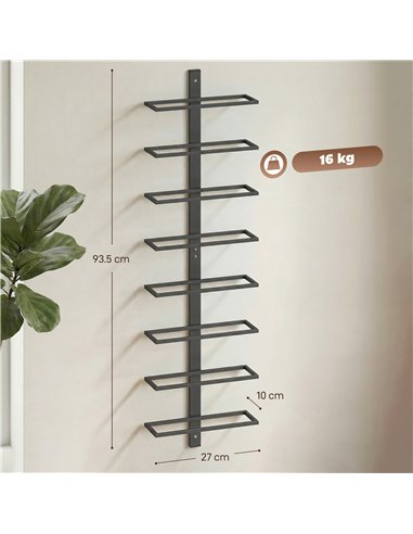HOMCOM Wall Mounted Wine Rack, 8 Tier Metal Wine Display Rack, Storage Holder for Kitchen, Black