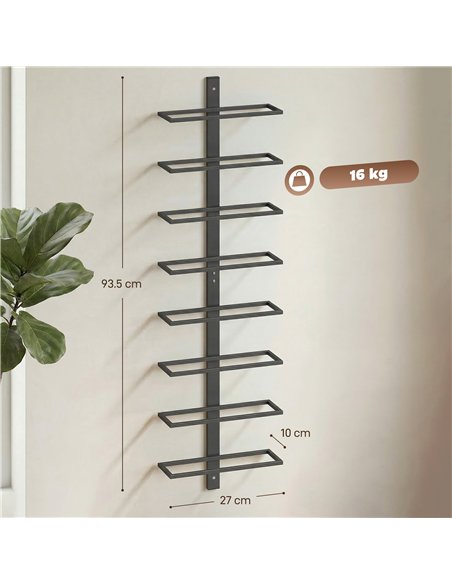 HOMCOM Wall Mounted Wine Rack, 8 Tier Metal Wine Display Rack, Storage Holder for Kitchen, Black - pic 199800 | FastDaddyshop