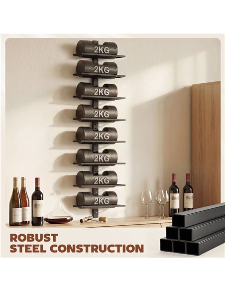 HOMCOM Wall Mounted Wine Rack, 8 Tier Metal Wine Display Rack, Storage Holder for Kitchen, Black - pic 199803 | FastDaddyshop