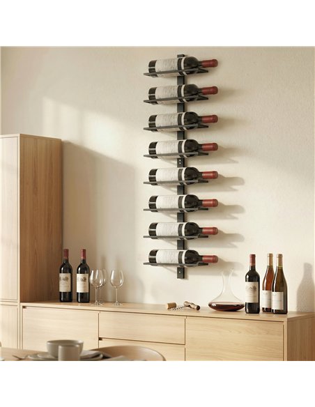 HOMCOM Wall Mounted Wine Rack, 8 Tier Metal Wine Display Rack, Storage Holder for Kitchen, Black - pic 199804 | FastDaddyshop