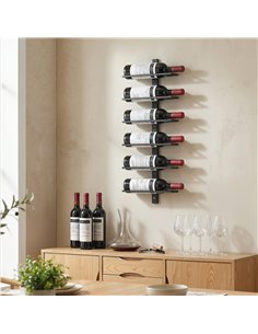 HOMCOM Wall Mounted Wine Rack, 6 Tier Metal Wine Display Rack, Storage Holder for Kitchen, Black 2