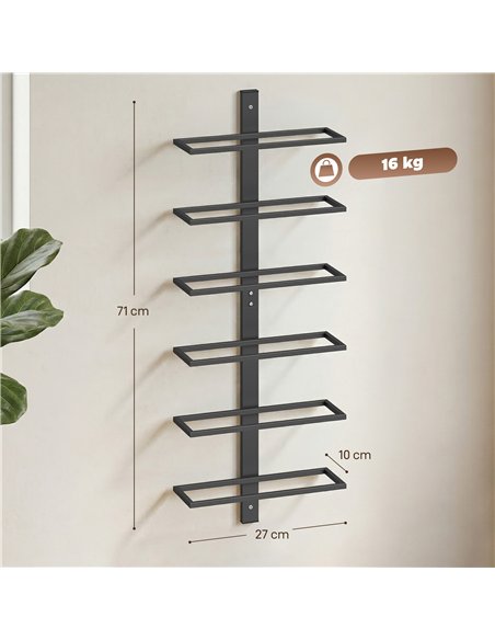 HOMCOM Wall Mounted Wine Rack, 6 Tier Metal Wine Display Rack, Storage Holder for Kitchen, Black - pic 199809 | FastDaddyshop