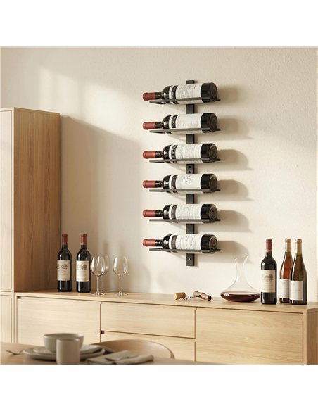 HOMCOM Wall Mounted Wine Rack, 6 Tier Metal Wine Display Rack, Storage Holder for Kitchen, Black - pic 199813 | FastDaddyshop