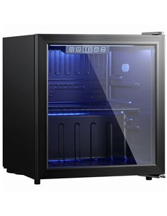 HOMCOM 50L Drinks Fridge, 48 Can Under Counter Freestanding Beer Fridge with LED Light