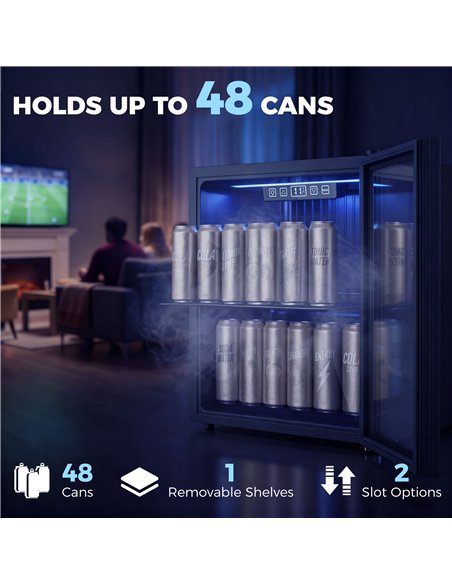 HOMCOM 50L Drinks Fridge, 48 Can Under Counter Freestanding Beer Fridge with LED Light - pic 199819 | FastDaddyshop