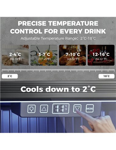HOMCOM 50L Drinks Fridge, 48 Can Under Counter Freestanding Beer Fridge with LED Light