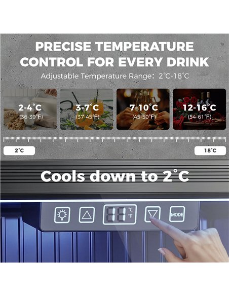 HOMCOM 50L Drinks Fridge, 48 Can Under Counter Freestanding Beer Fridge with LED Light - pic 199820 | FastDaddyshop