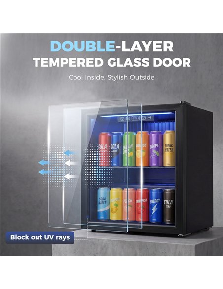 HOMCOM 50L Drinks Fridge, 48 Can Under Counter Freestanding Beer Fridge with LED Light - pic 199821 | FastDaddyshop
