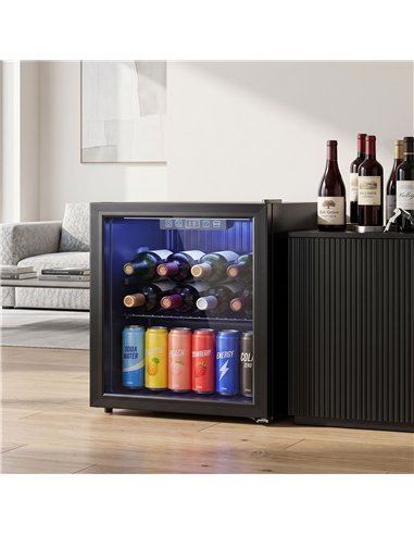 HOMCOM 50L Drinks Fridge, 48 Can Under Counter Freestanding Beer Fridge with LED Light