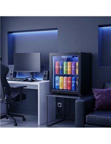 HOMCOM 50L Drinks Fridge, 48 Can Under Counter Freestanding Beer Fridge with LED Light