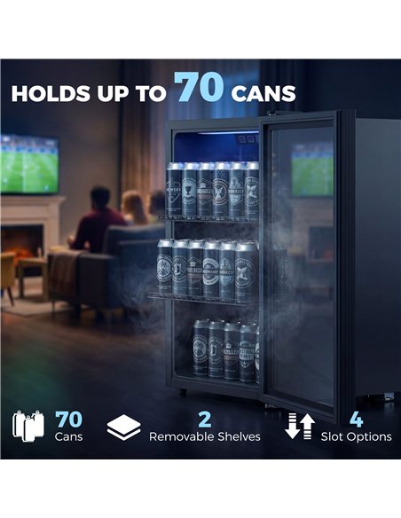 HOMCOM 70L Drinks Fridge, 70 Can Under Counter Freestanding Beer Fridge with LED Light - pic 199828 | FastDaddyshop
