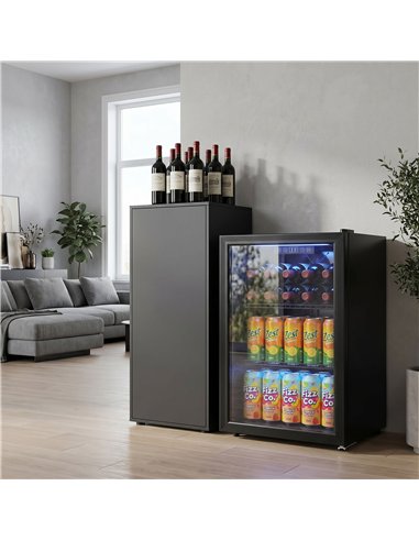 HOMCOM 70L Drinks Fridge, 70 Can Under Counter Freestanding Beer Fridge with LED Light
