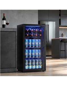 HOMCOM 90L Drinks Fridge, 139 Can Under Counter Freestanding Beer Fridge with LED Light 2