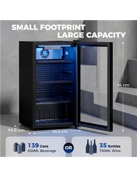 HOMCOM 90L Drinks Fridge, 139 Can Under Counter Freestanding Beer Fridge with LED Light - pic 199836 | FastDaddyshop