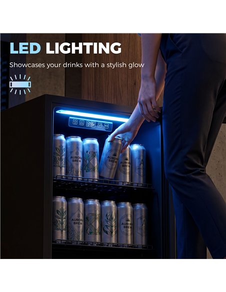 HOMCOM 90L Drinks Fridge, 139 Can Under Counter Freestanding Beer Fridge with LED Light - pic 199840 | FastDaddyshop
