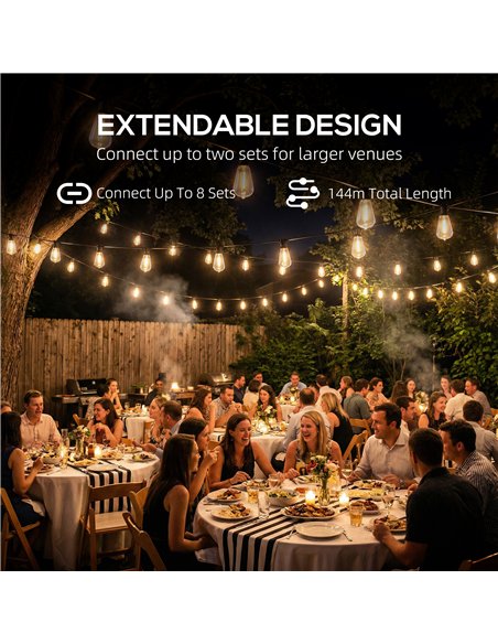 HOMCOM Curtain Lights Connectable Fairy Curtain Lights Plug-in IP44 Waterproof/18 m/Warm White - pic 199848 | FastDaddyshop