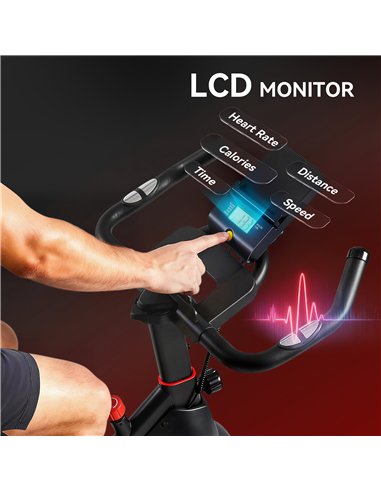 SPORTNOW Exercise Bike, Stationary Bike with Adjustable Magnetic Resistance, Indoor Cycling Equipment with LCD Display