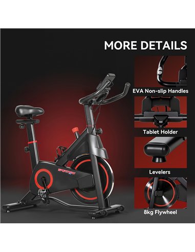 SPORTNOW Exercise Bike, Stationary Bike with Adjustable Magnetic Resistance, Indoor Cycling Equipment with LCD Display