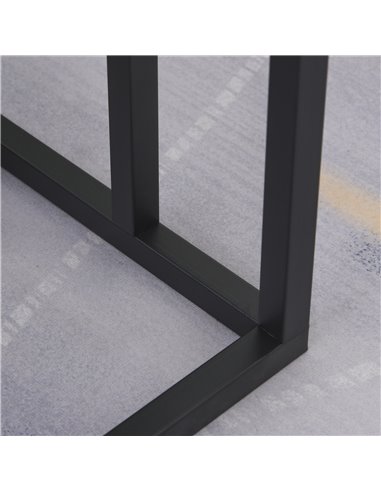 HOMCOM C Shape Side Table Marble-Effect Top with Metal Frame, Black