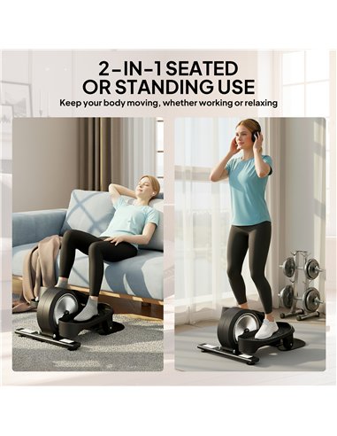 SPORTNOW Under Desk Elliptical Machine with LCD Monitor, 8 Adjustable Magnetic Resistances for 2-in-1 Seat & Stand Up Exercise