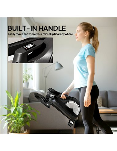 SPORTNOW Under Desk Elliptical Machine with LCD Monitor, 8 Adjustable Magnetic Resistances for 2-in-1 Seat & Stand Up Exercise