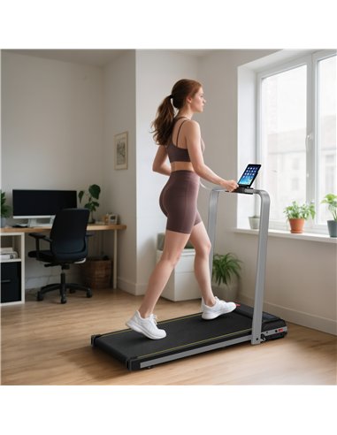 SPORTNOW Folding Walking Treadmill, Under Desk Walking Pad with Incline, Silver Tone