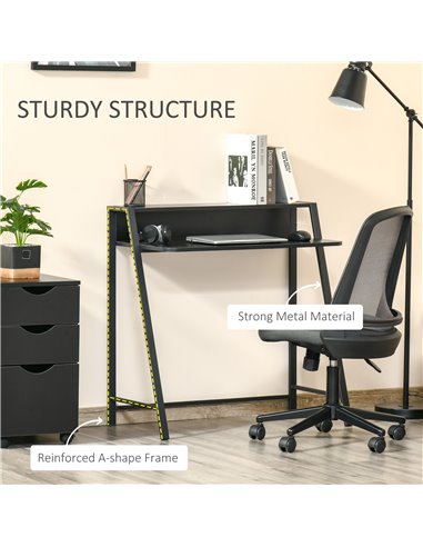 HOMCOM Writing Desk Computer Table Home Office PC Laptop Workstation Storage Shelf Color Black
