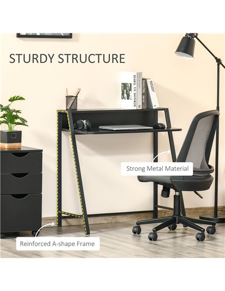 HOMCOM Writing Desk Computer Table Home Office PC Laptop Workstation Storage Shelf Color Black - pic 19992 | FastDaddyshop