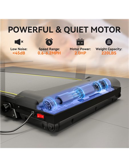 SPORTNOW Folding Treadmill Walking Pad, 2HP Portable Under Desk Treadmill with Handle, Running Jogging Walking Machine - pic 199920 | FastDaddyshop