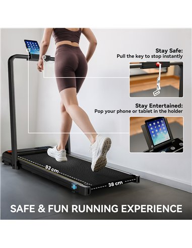 SPORTNOW Folding Treadmill Walking Pad, 2HP Portable Under Desk Treadmill with Handle, Running Jogging Walking Machine