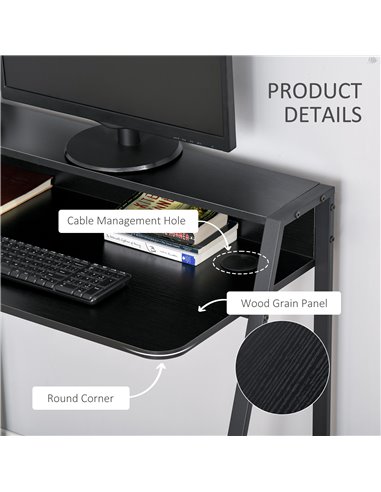 HOMCOM Writing Desk Computer Table Home Office PC Laptop Workstation Storage Shelf Color Black