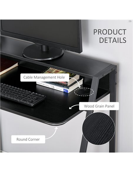 HOMCOM Writing Desk Computer Table Home Office PC Laptop Workstation Storage Shelf Color Black - pic 19993 | FastDaddyshop