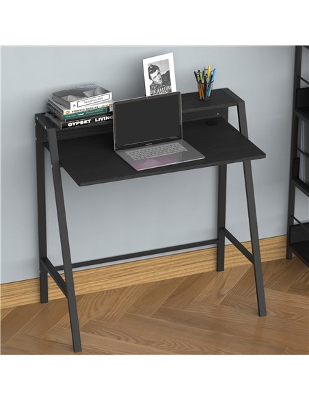 HOMCOM Writing Desk Computer Table Home Office PC Laptop Workstation Storage Shelf Color Black - pic 19996 | FastDaddyshop