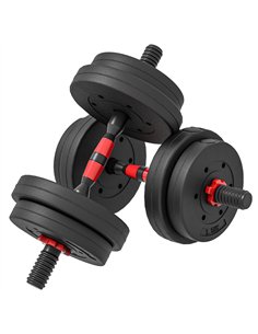 HOMCOM 15kg 2 in 1 Adjustable Dumbbells Weight Set, Dumbbell Hand Weight Barbell for Weight Training, Black