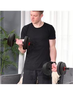 HOMCOM 15kg 2 in 1 Adjustable Dumbbells Weight Set, Dumbbell Hand Weight Barbell for Weight Training, Black 2
