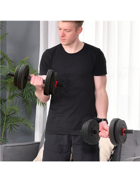HOMCOM 15kg 2 in 1 Adjustable Dumbbells Weight Set, Dumbbell Hand Weight Barbell for Weight Training, Black - pic 199980 | FastDaddyshop