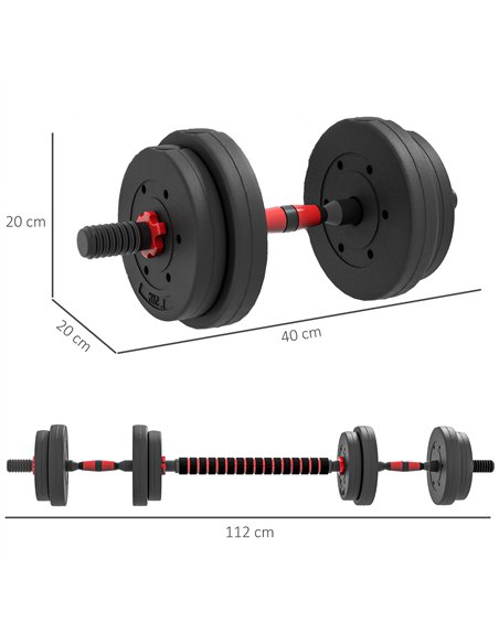 HOMCOM 15kg 2 in 1 Adjustable Dumbbells Weight Set, Dumbbell Hand Weight Barbell for Weight Training, Black - pic 199981 | FastDaddyshop