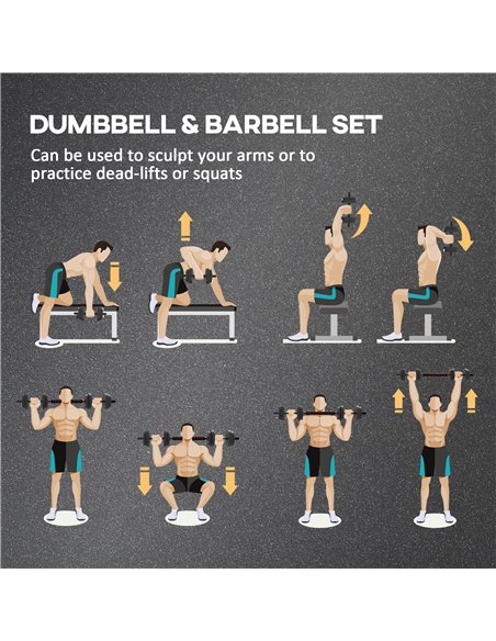 HOMCOM 15kg 2 in 1 Adjustable Dumbbells Weight Set, Dumbbell Hand Weight Barbell for Weight Training, Black - pic 199982 | FastDaddyshop