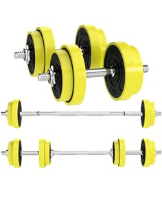 HOMCOM 20KGS 2-In-1 Dumbbell & Barbell Adjustable Set Strength Muscle Exercise Fitness Plate Bar Clamp Rod Home Gym Sports Area,